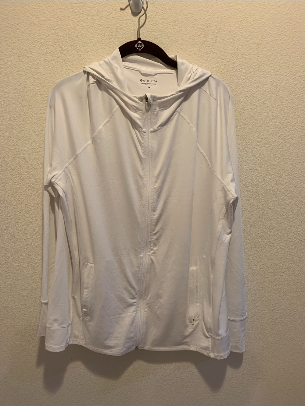 Athleta White Full-Zip Hooded Jacket